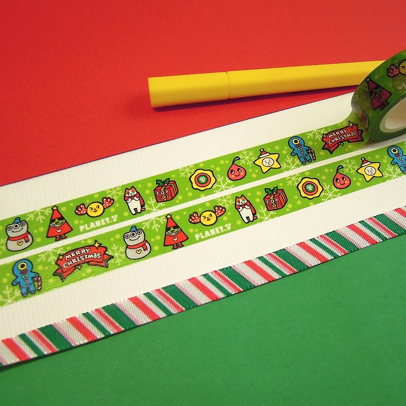 Y planet_Happy Christmas paper tape - มาสกิ้งเทป - กระดาษ สีเขียว