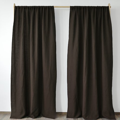 True Things Brown regular and blackout linen curtains / Custom curtains / 2 panels