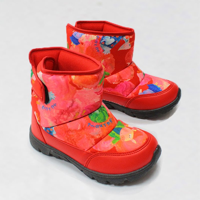 零碼特價 防水故事靴 – 紅鵝媽媽和西瓜蛋 童鞋/童靴秋冬新時尚 - 童裝鞋 - 防水材質 紅色