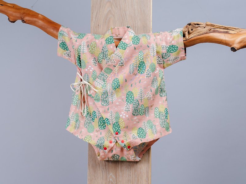 日本の滑らかなガーゼの服 - ノルディックの森パウダーの手は無毒の浴衣非常にフラットな赤ちゃんを作った - ロンパース - コットン・麻 ピンク