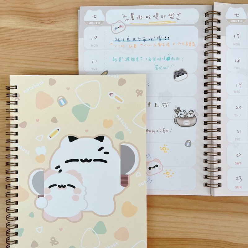 Bad Cat and Fur Cat-A5 coil notebook (yellow color block style-Zhou Jian) - สมุดบันทึก/สมุดปฏิทิน - กระดาษ 