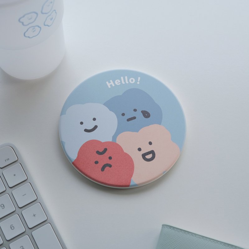 Big Head All the different emotions, Anger, Sadness-Ceramic Water-Absorbent Coasters - ที่รองแก้ว - ดินเผา สีน้ำเงิน