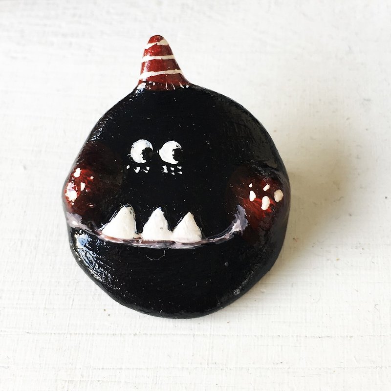 Pottery pins (HUA-0033-29) - เข็มกลัด/พิน - ดินเผา สีดำ