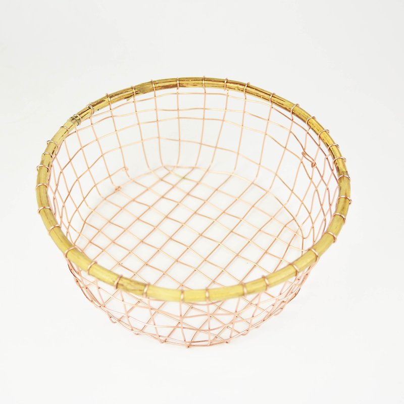 Iron basket series _ semi-round set shallow basket _ fair trade - กล่องเก็บของ - โลหะ 