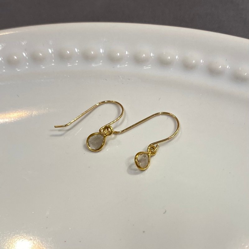 K18 GOLD 18金 スライス ダイヤモンド フック ピアス 　 18KP16  4月誕生石 【SOLID GOLD & DIAMOND】 - ピアス・イヤリング - 金属 ゴールド