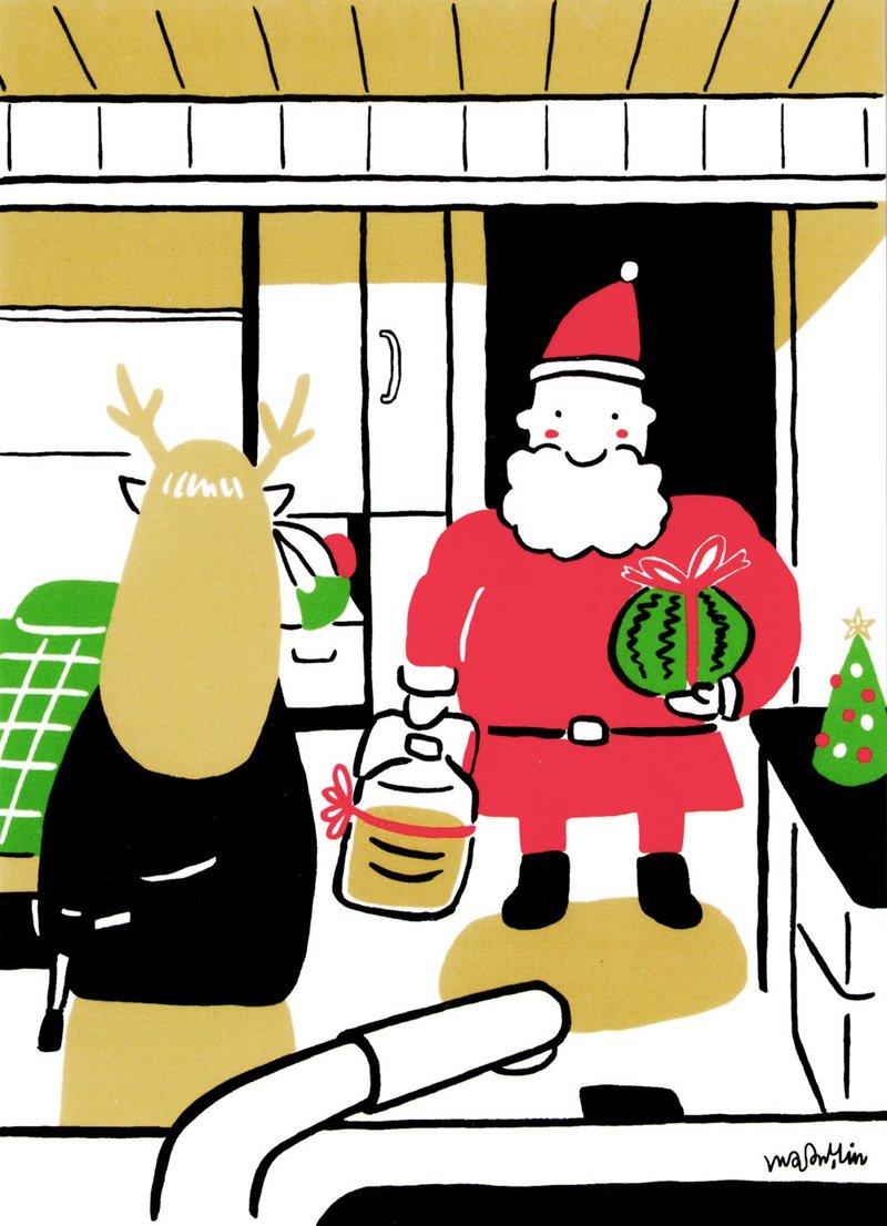 2025年限定 クリスマスポストカード/カード - 3番 せっかく来たんだから… - はがき・メッセージカード - 紙 レッド