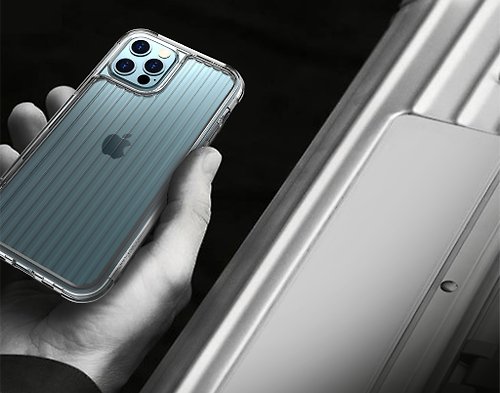ABSOLUTE LINKASEAIR 防摔抗菌蝕刻玻璃殼 iPhone12 Pro Max 6.7吋 直條