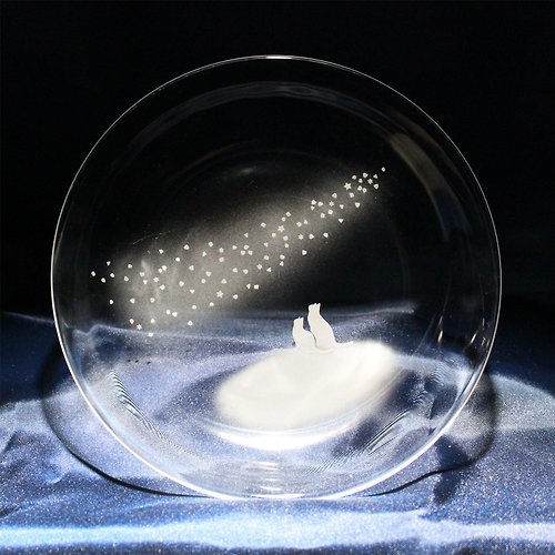 atelier KEITH 【青い天の川へ】猫モチーフのガラス小皿 名入れ加工対応品(別売りオプション)