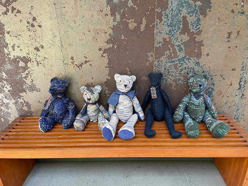 Sold-Daddy-Long-Legs Blue Gentleman Teddy Bear-B03 Hand Knitted Teddy Bear (Pattern Pre-order) - Stuffed Dolls & Figurines - Cotton & Hemp 