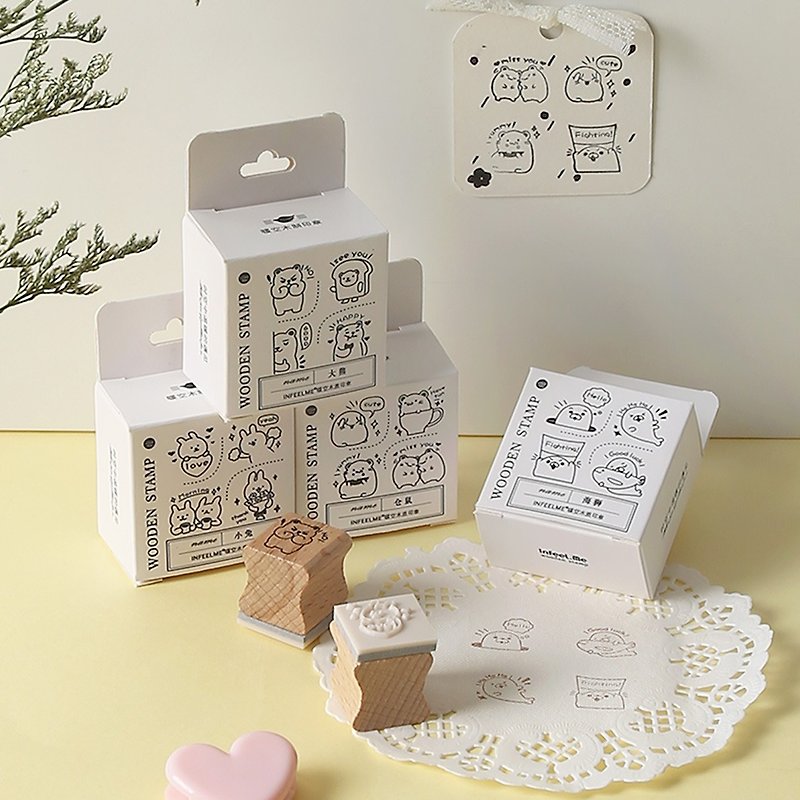 InfeelMe warm air animal combination wooden seal PDA companion - Stamps & Stamp Pads - Wood Khaki