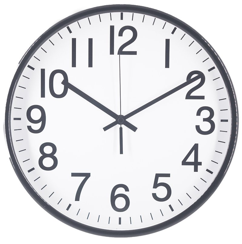 Black Wall Clock Silent Non Ticking Quality Battery Operated 12 inch - Clocks - Other Metals Black