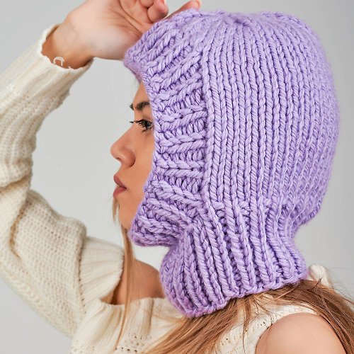MacAlice Knitted balaclava. Lilac color