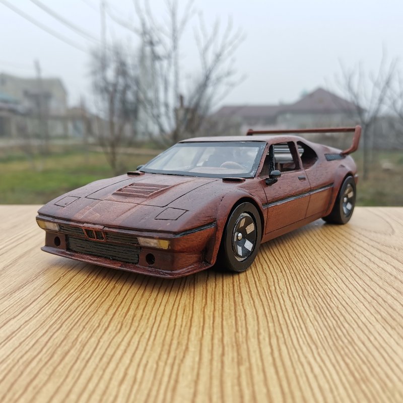 Custom made toy car model BMW M1 1979 - Items for Display - Wood 