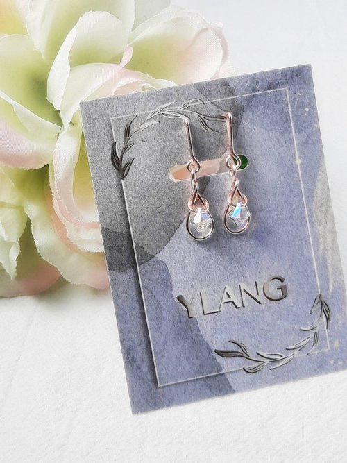 YLANG 金屬線手創飾品 YLANG【水晶露珠】冷淡風水滴造型 Swarovski 藝術銅線