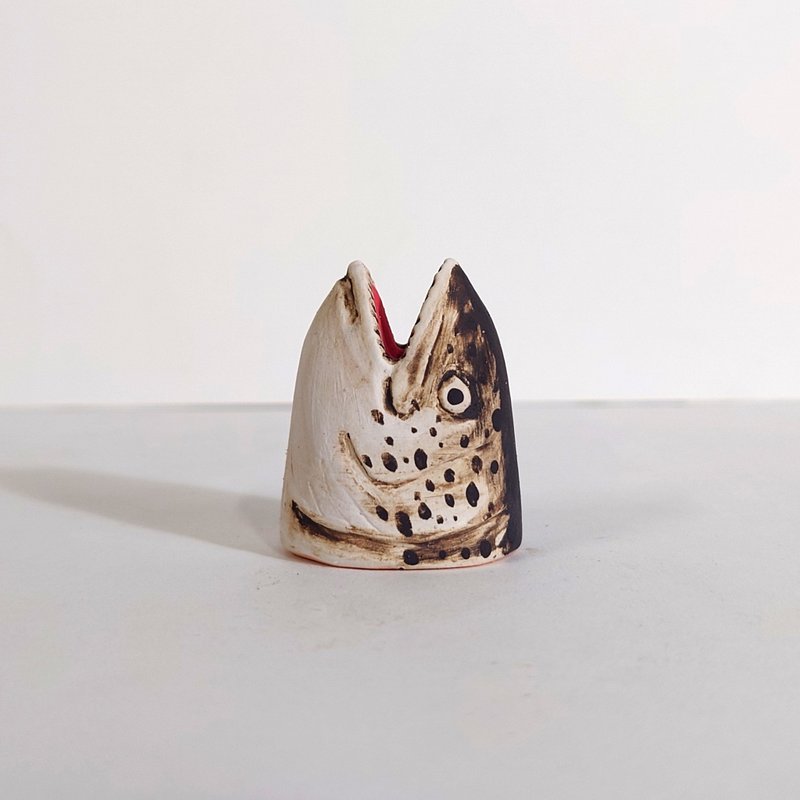 Salmon Head | Incense Holder | Ceramic Ornament - Fragrances - Pottery White