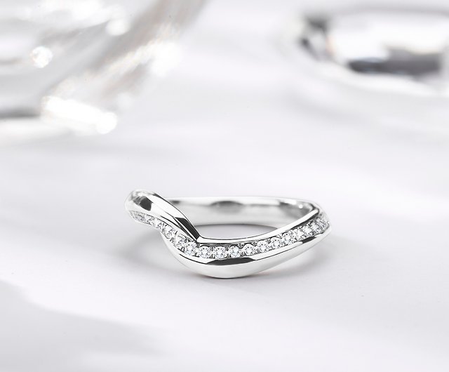 ダイヤモンドK14ホワイトゴールド結婚指輪パヴェエタニティリング