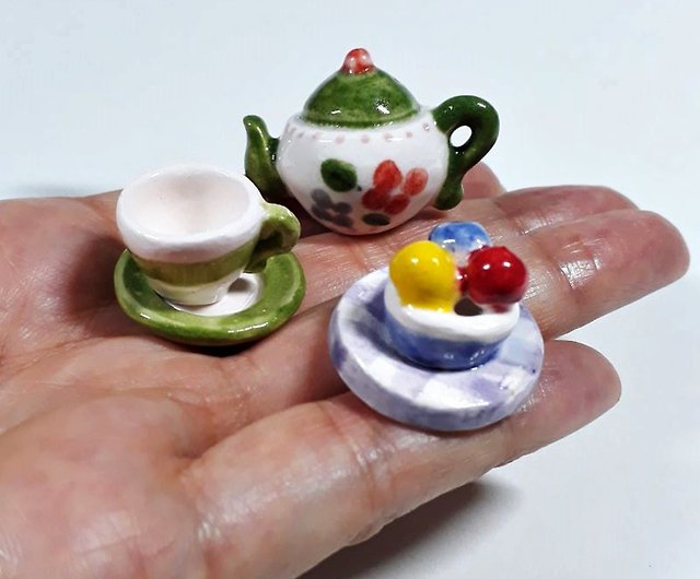 Mini Ceramic Tea Pot, Miniature Tea Set, Tea Set, Miniature Toys