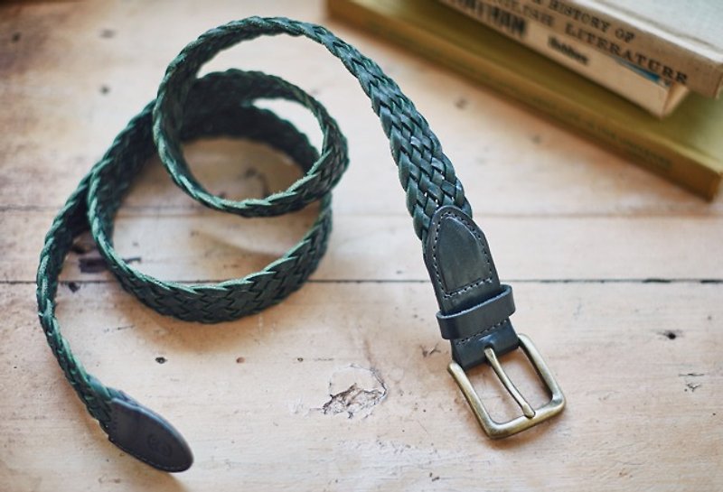 [Christmas gift] Hand felt braided belt jungle green│boyfriend gift│gift recommendation - Belts - Genuine Leather Green