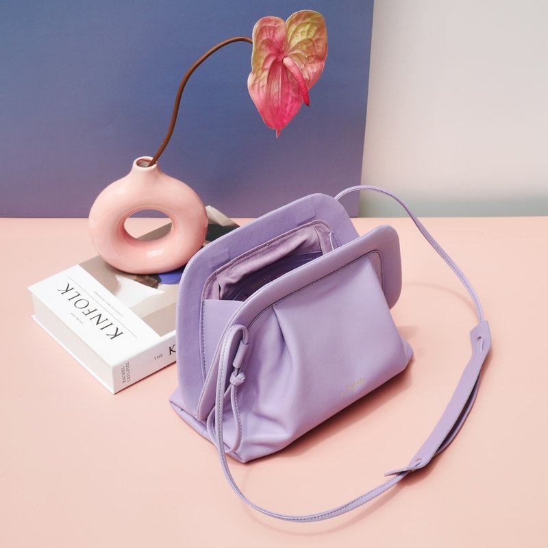 真皮 側背包/斜背包 粉紅色 - 醫生包斜挎包 Lolli Cross-body Bag - 薰衣草 紫色 Lavender