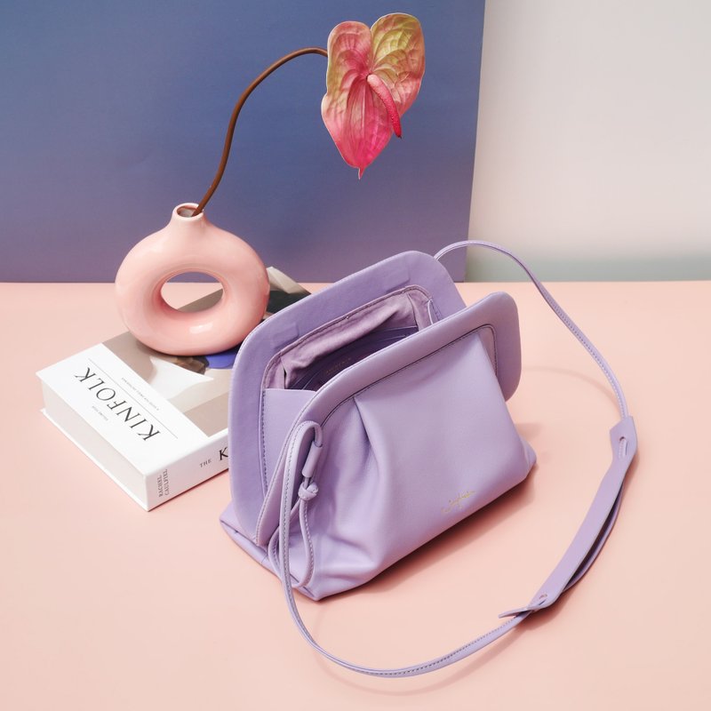 Doctor Bag / Lolli Cross-body Bag in Lavender Nappa Leather - Messenger Bags & Sling Bags - Genuine Leather Pink