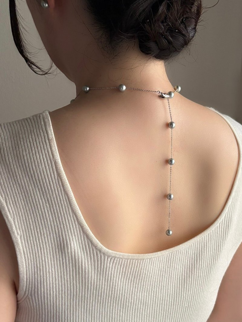 SV ステーションネックレス　SV ステーションネックレス あこや真珠　長さ調整可　クリップクラスプ　Station Necklace　站點項鍊　連珠項鍊 - 項鍊 - 珍珠 