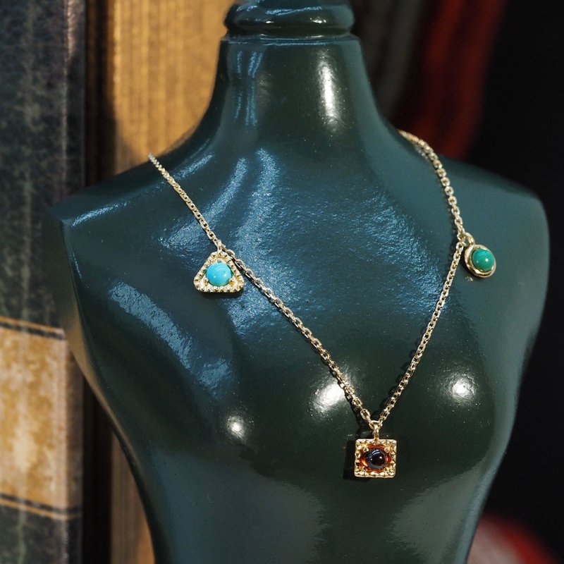 18K金碧璽、石榴石和孔雀石三部曲項鏈18K Gold Tourmaline, Garn - 項鍊 - 貴金屬 