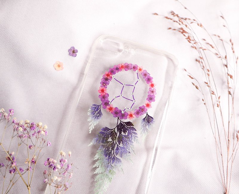 Virgo Pressed Flower Dreamcatcher Phone Case | 12 Zodiac - Phone Cases - Plants & Flowers Purple