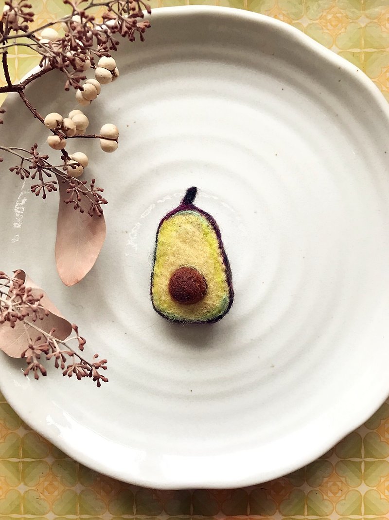 Fruit Series Pin*Avocado - Brooches - Wool Khaki