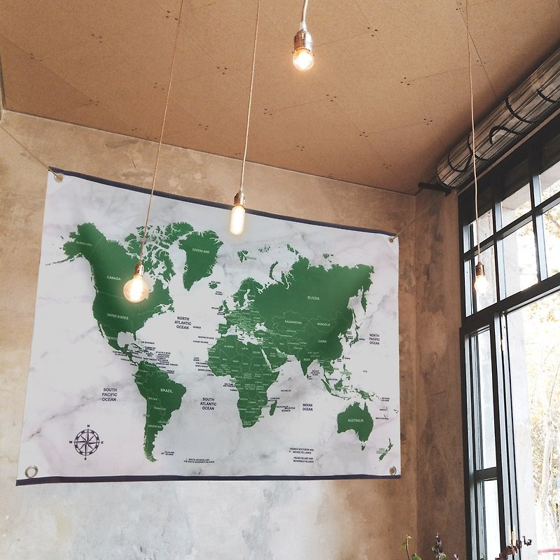 世界地圖 客製化 掛布 靈魂書生 - 海報/掛畫/掛布 - 其他材質 綠色