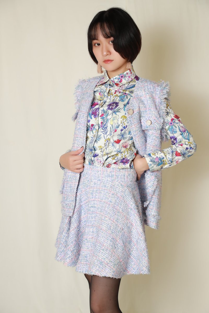 【波麗印花】上班族也想花花俏俏襯衫 淡水色 莫代爾棉 XS-3XL - 女襯衫 - 棉．麻 藍色