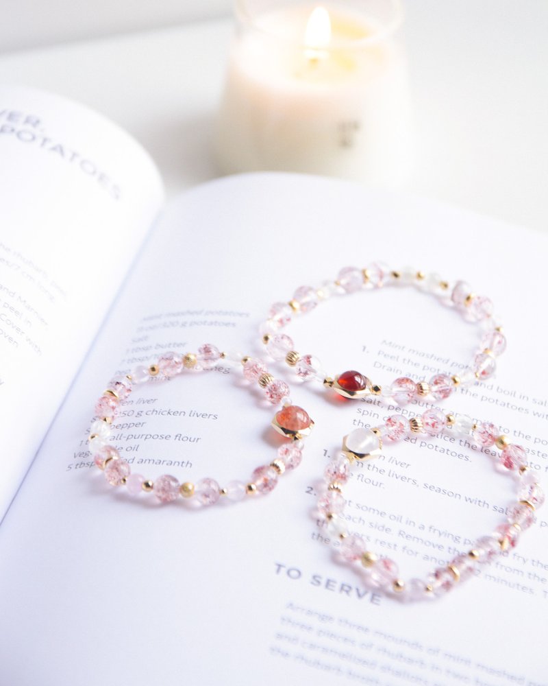 金草莓設計款 - 手鍊/手環 - 水晶 紅色