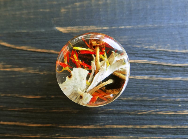 Mushroom earrings plugs Forest plugs Fairy Witch Magic Mystic Lichen Orange plug - 耳環/耳夾/耳骨夾 - 植物．花 橘色