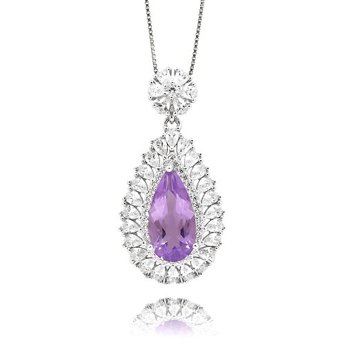 正佳珠寶 Gemsrich Jewelry 【正佳珠寶】紫水晶 頂級冰透 5.2ct 水滴形吊墜 紫水晶吊墜