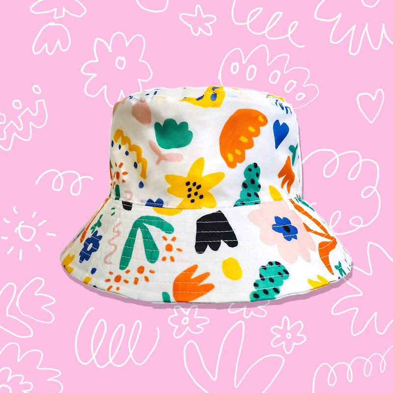 BUCKET HAT - RANDOM FLOWERS PATTERN - Hats & Caps - Other Materials White