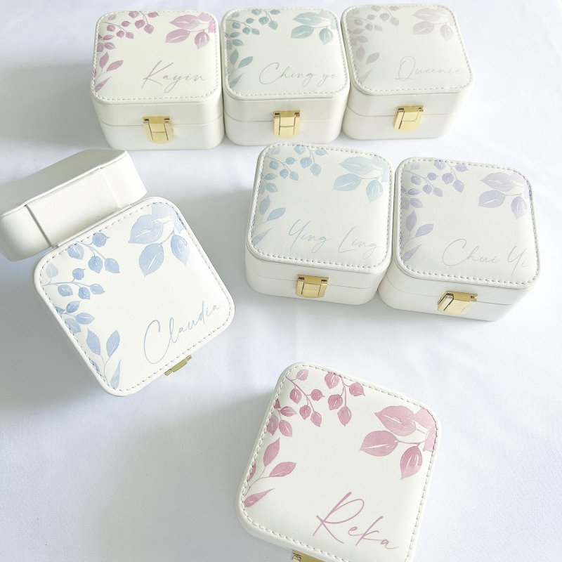 [Customized] earring jewelry storage box jewelry box wedding sister bridesmaid wedding creative gift - กล่องเก็บของ - หนังเทียม หลากหลายสี