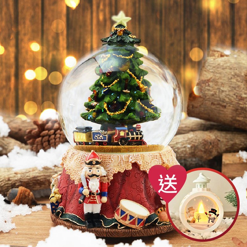 Christmas train Christmas gift exchange gift Christmas crystal ball music box - ของวางตกแต่ง - แก้ว 