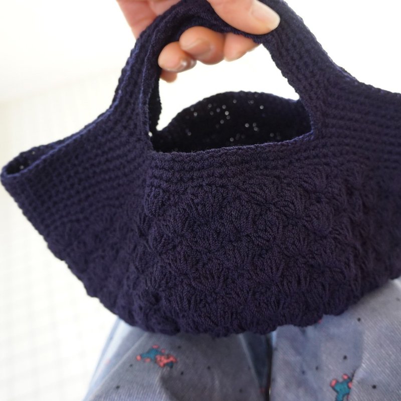 Ba-ba handmade Crochet bag  No.CSB59 - 手提包/手提袋 - 其他材質 藍色