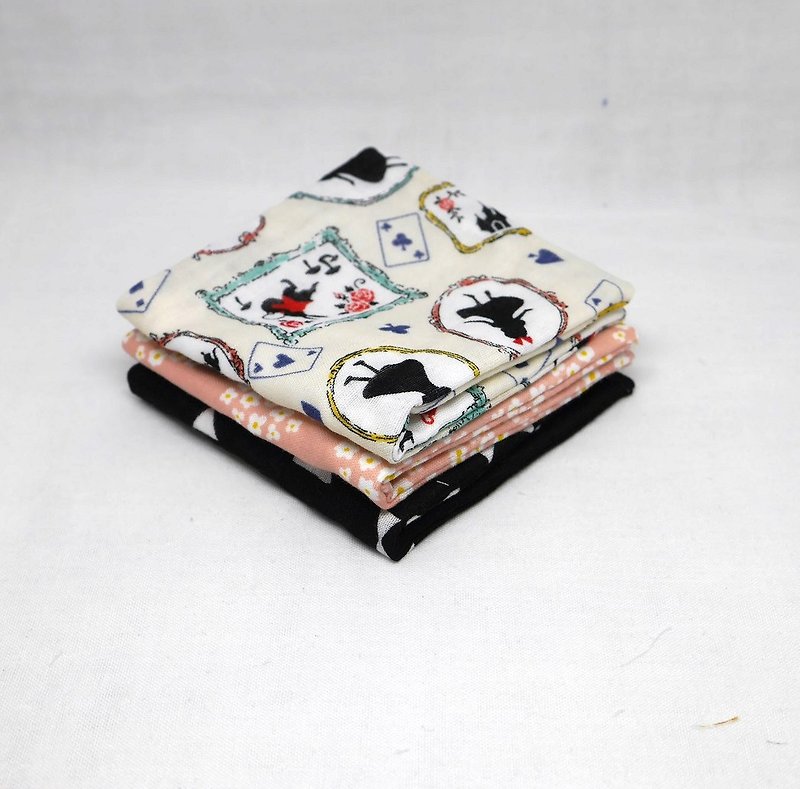 Japanese Handmade 6 layer of gauze mini-handkerchief/ 3 pieces in 1unit - スタイ - コットン・麻 多色