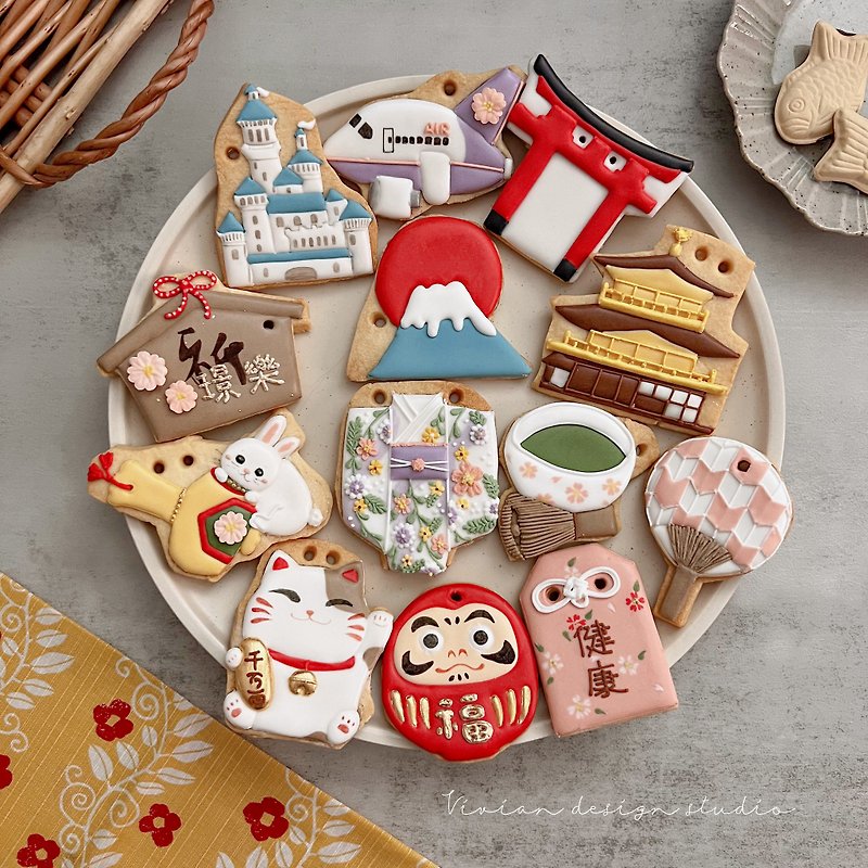 Japanese style icing cookies - Handmade Cookies - Fresh Ingredients Multicolor