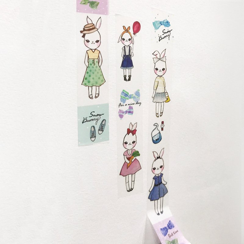 Snow Bunny Washi Tape-Watercolor Papertape,Illustration,Masking Tape,Paper tape,Watercolor tape,Stationery store - มาสกิ้งเทป - กระดาษ สึชมพู