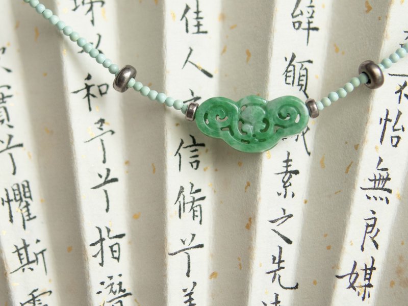 如意 - 花青翡翠如意項鏈鎖骨鏈 - 項鍊 - 寶石 