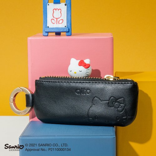 Hello Kitty コラボ限定モデル-革製キーリング付きコインケース Hello Kitty コラボ限定モデル-革製キーリング付きコインケース