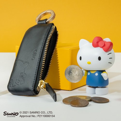 Hello Kitty コラボ限定モデル-革製キーリング付きコインケース Hello Kitty コラボ限定モデル-革製キーリング付きコインケース