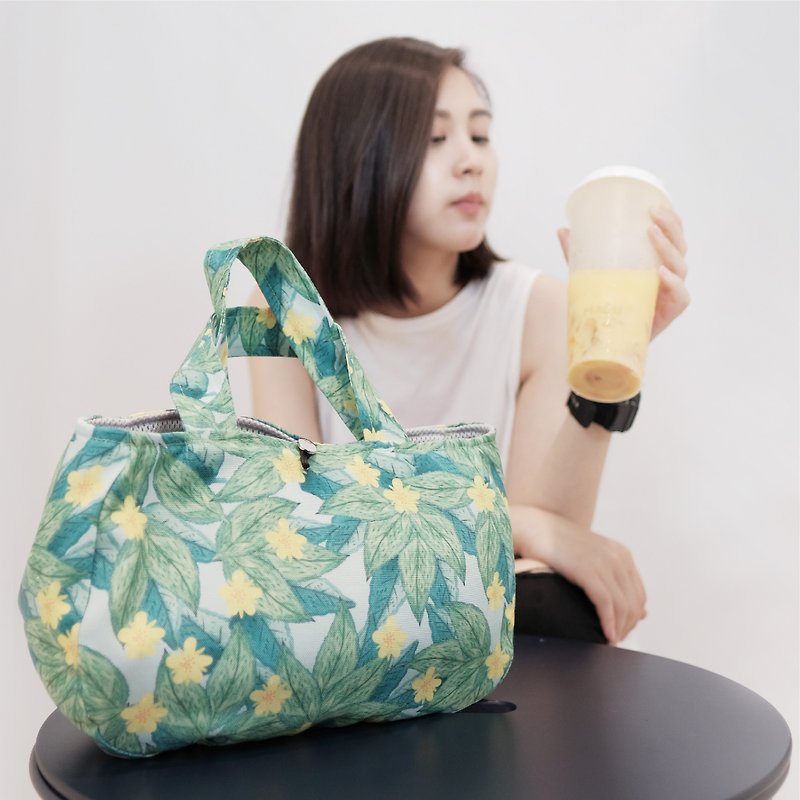 Summer picnic lunch bag mom bag lunch bag small tote bag doll cart carry bag-Taichung Linen barley series - กระเป๋าถือ - เส้นใยสังเคราะห์ สีเขียว