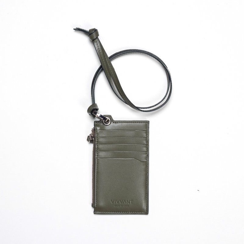 Vivvant Leather Small Card Holder (Military Green) - กระเป๋าใส่เหรียญ - หนังแท้ สีเขียว