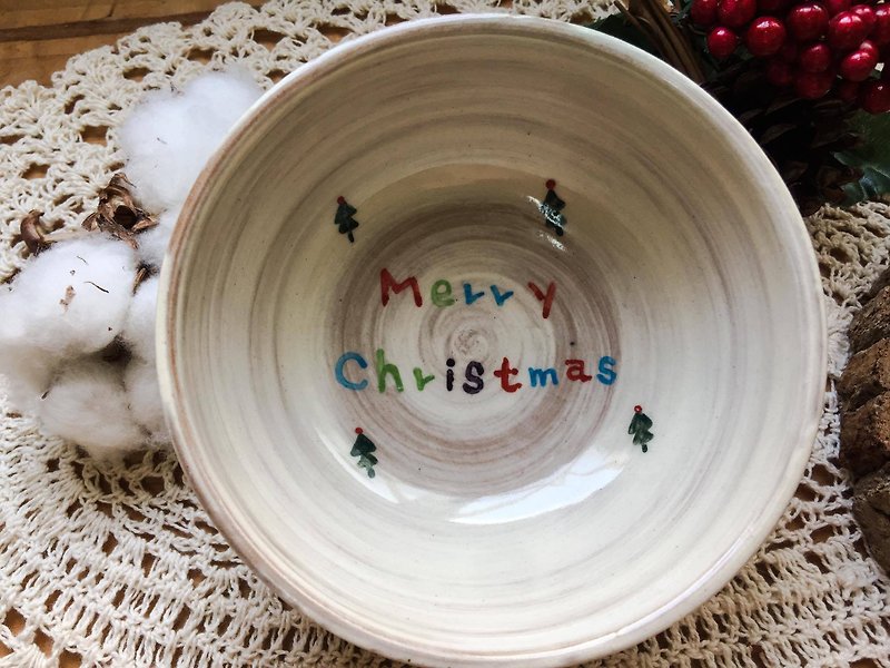 + Christmas limited + warm Christmas big hand bowl - Cookware - Pottery 