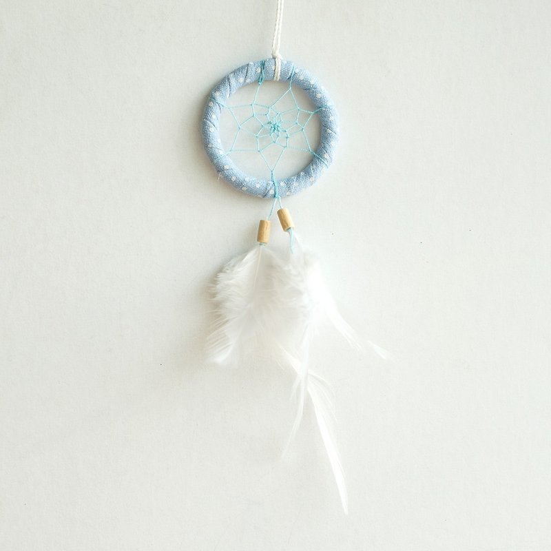 Water jade dot light blue (tannin style)-dream catcher mini version (5cm)-new year gift - Charms - Other Materials Blue