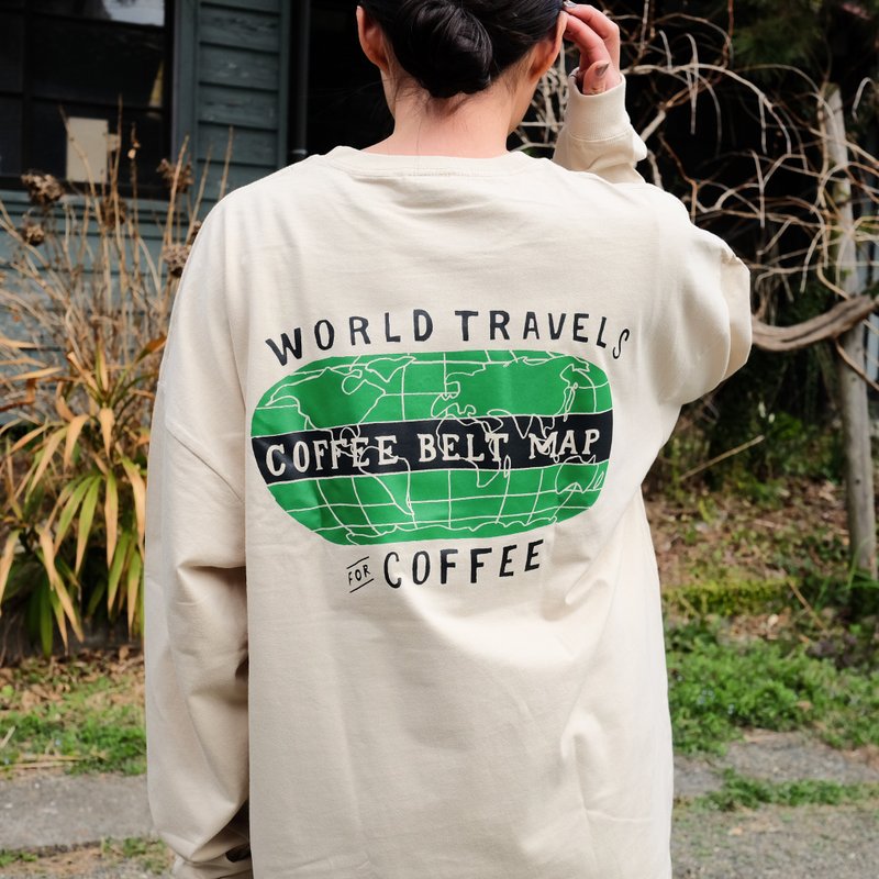 COFFEE BELT MAP ロンT　ベージュ - 女 T 恤 - 棉．麻 卡其色