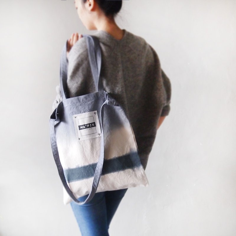 Three generations of new Totten new series of two-color gray cotton strap canvas sling Tote - กระเป๋าแมสเซนเจอร์ - ผ้าฝ้าย/ผ้าลินิน สีเทา