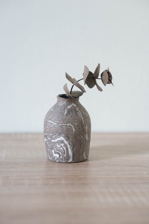 信楽土石模様の小さな陶器の花瓶 - ショップ Two Potters 花瓶 信楽土石模様の小さな陶器の花瓶 - ショップ Two Potters 花瓶